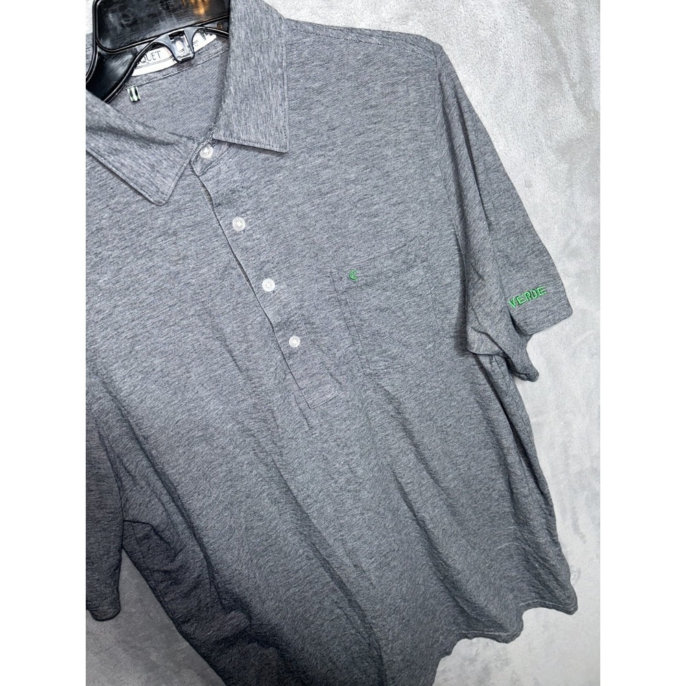 Criquet Mens Large Polo Shirt Heather Gray Pima Cotton Short Sleeve Golf logo